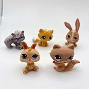 Littlest Pet Shop Figure Lot of 5 Mixed Assorted Squirrel Cat Raccoon Bunny LPS